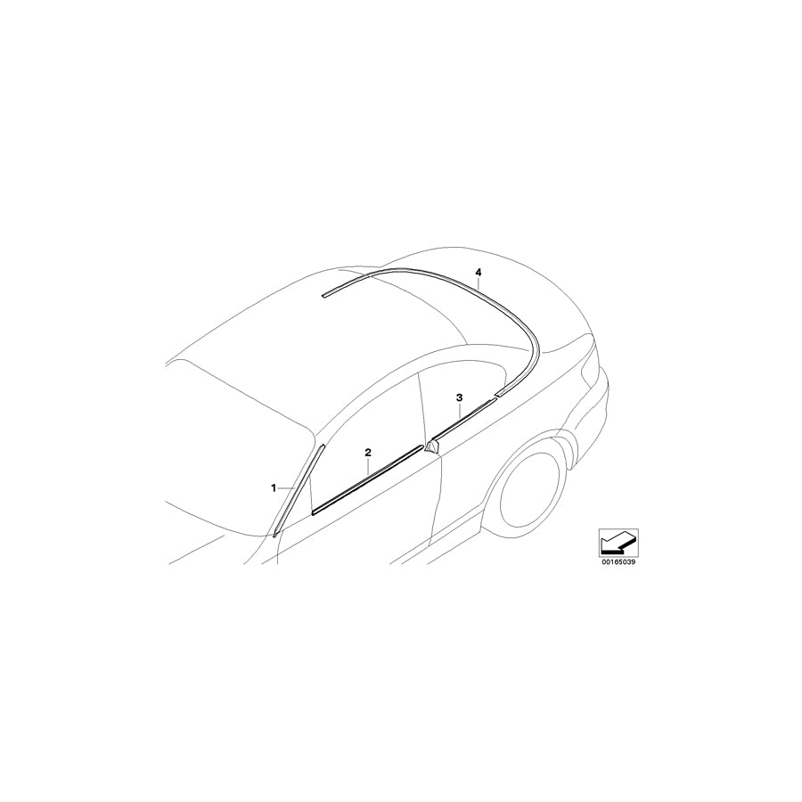Genuine BMW 51377165002 E88 Outer Weatherstrip, Right ALU MATT (Inc. 118d, 120d & 123d)