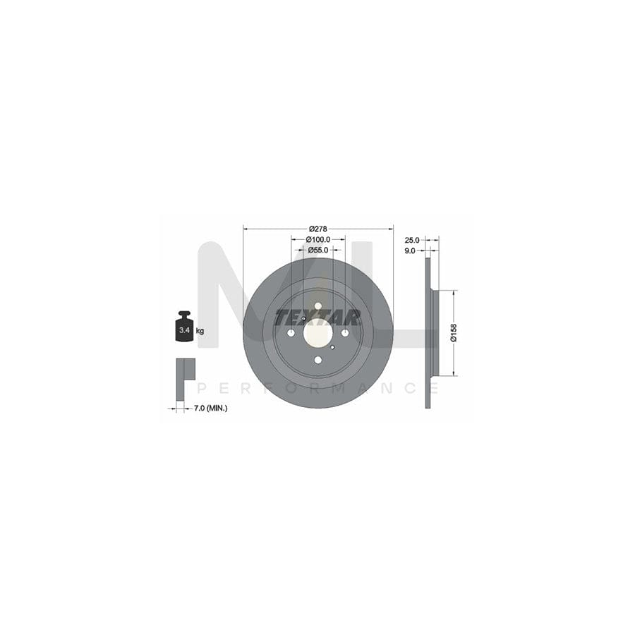 TEXTAR 92161900 Brake Disc for TOYOTA Yaris III Hatchback (XP13) Solid, without wheel hub, without wheel studs - 1 piece