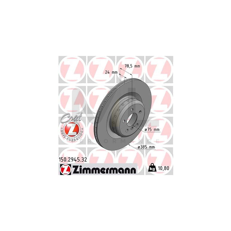 ZIMMERMANN FORMULA F COAT Z 150.2945.32 Brake Disc Internally Vented, Two-piece brake disc, Coated, High-carbon - 1 piece