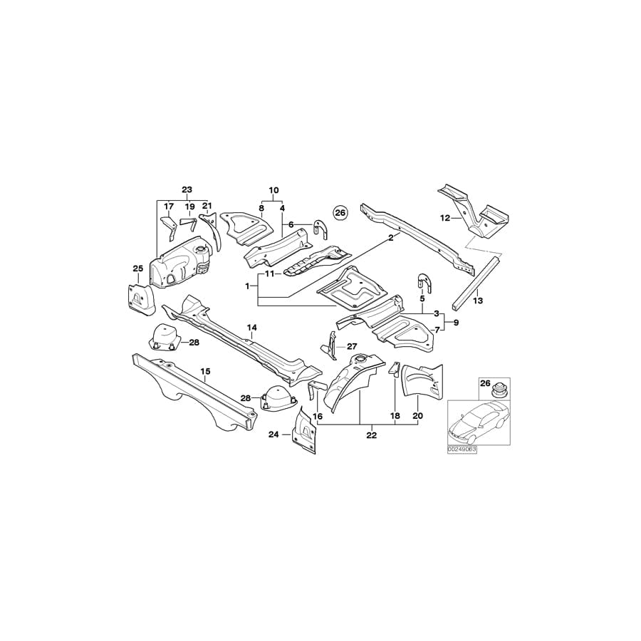 Genuine BMW 41147064651 E85 E86 Bracket, Floor,Fold.Top Compartm. Rr Lft (Inc. Z4 2.5si, Z4 3.0i & Z4 2.0i)