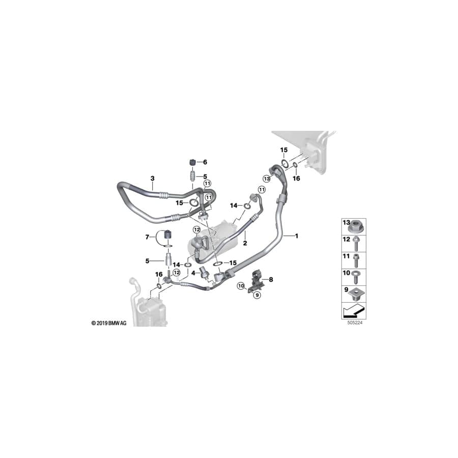 Genuine BMW 64539354555 G01 Pressure Hose Assy Compressor-Condenser (Inc. X3 30eX)