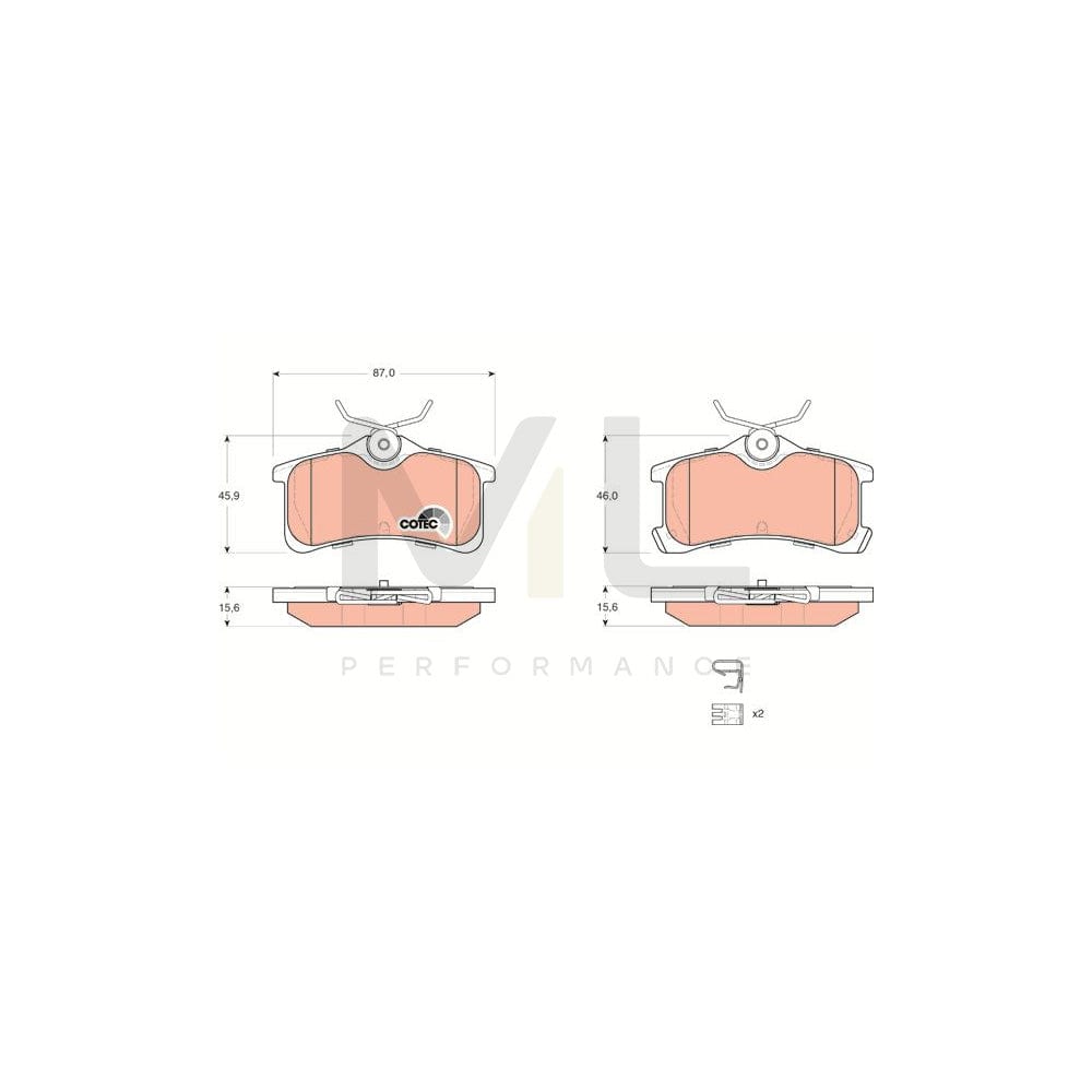 TRW Cotec Gdb3334 Brake Pad Set With Acoustic Wear Warning, With Accessories