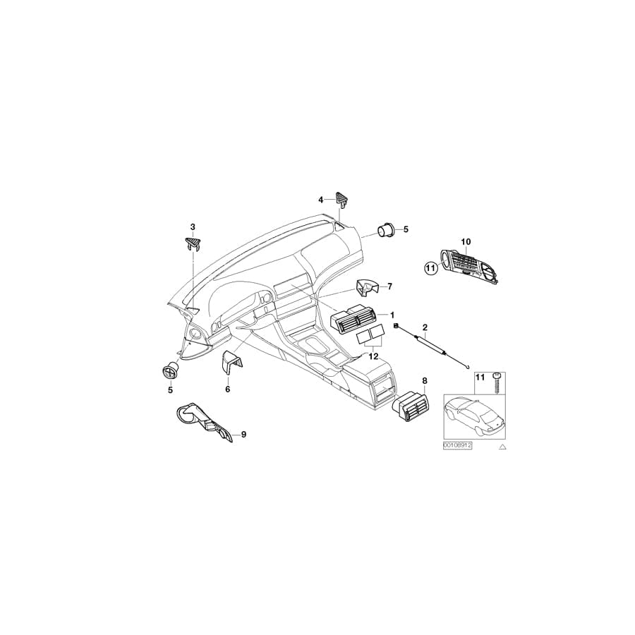 Genuine BMW 64228198976 E39 Covering Defroster Nozzle Right DUNKELBEIGE (Inc. 530i, M5 & 540i)