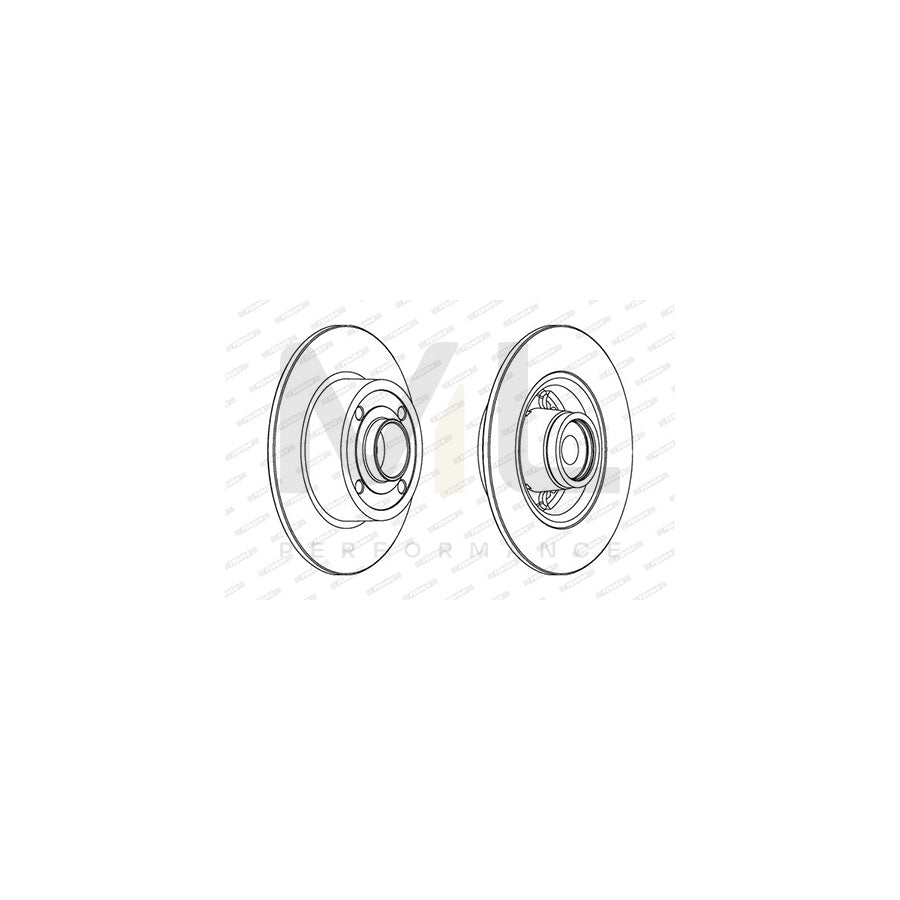 Ferodo Premier DDF1571-1 Brake Disc Solid, With Abs Sensor Ring, With Wheel Bearing - Pair