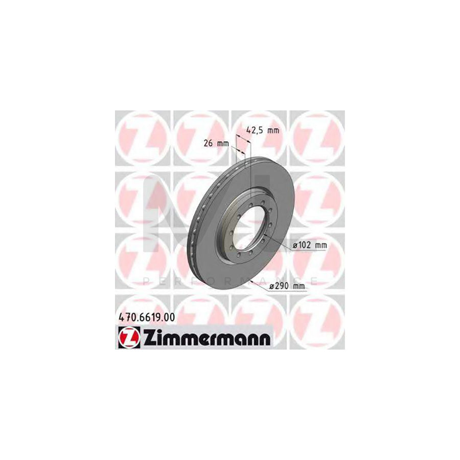 ZIMMERMANN 470.6619.00 Brake Disc Vented - 1 piece