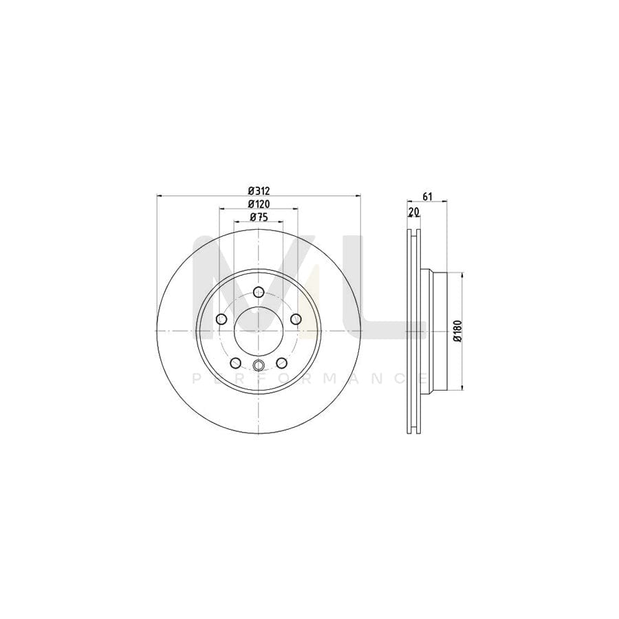 TEXTAR PRO 92098703 Brake Disc Externally Vented, Coated, without wheel hub, without wheel studs