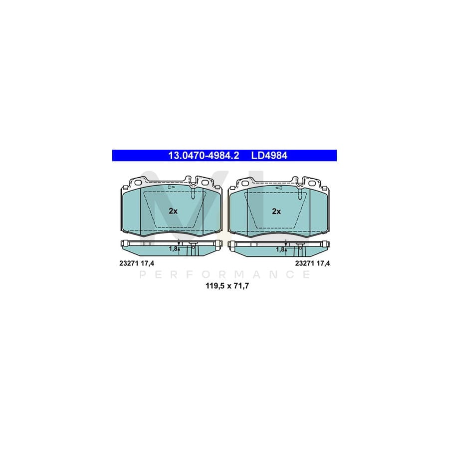 ATE Ceramic 13.0470-4984.2 Brake pad set excl. wear warning contact, prepared for wear indicator