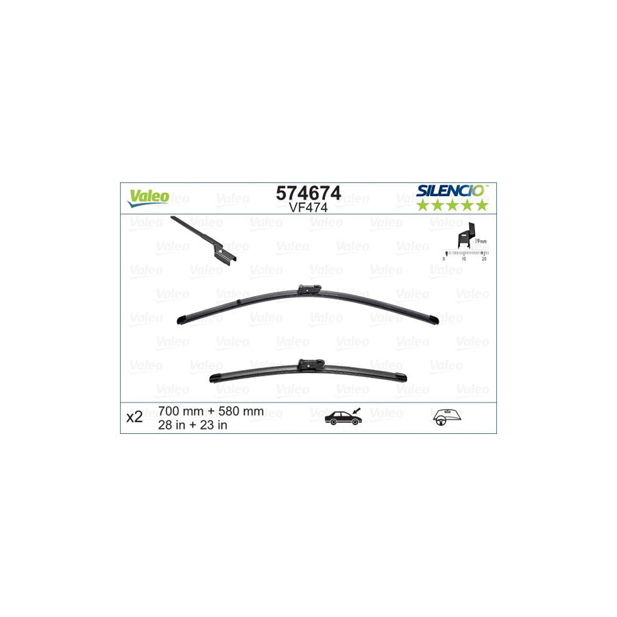 Valeo Silencio Flat Blade Set, Silencio X.Trm 574674 Wiper Blade