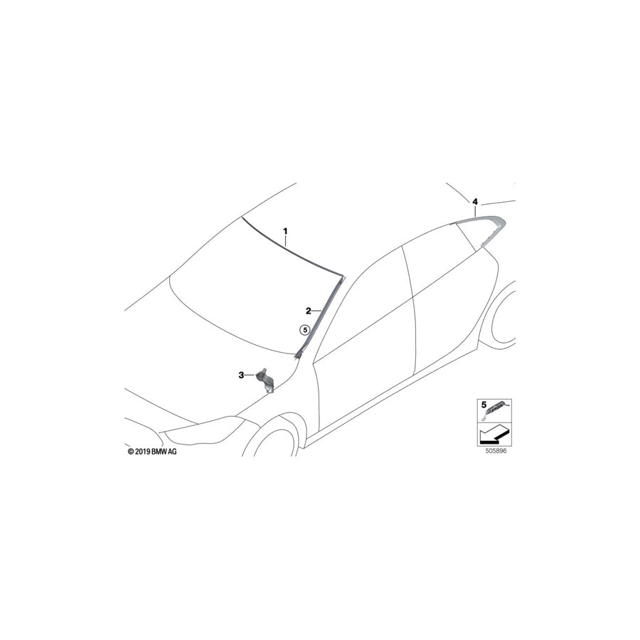 Genuine BMW 51377483186 F44 Finisher, Side Window, Rear Right SCHWARZ HOCHGLA (Inc. M235iX, 218i & 220d)
