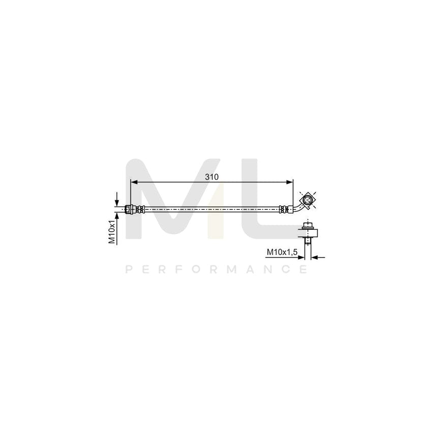 BOSCH 1 987 481 B25 Brake Hose 310mm, M10x1 | ML Performance Car Parts