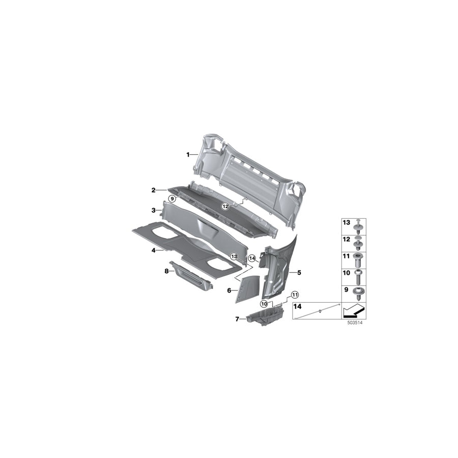Genuine BMW 51477462033 I15 Side Panel Storage Compartment Left (Inc. i8)