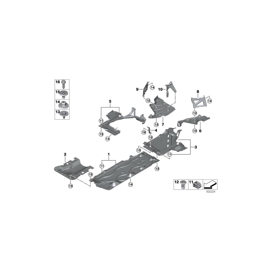 Genuine BMW 51757436796 F40 F44 Bracket, Underbody Paneling, Outer Right (Inc. M235iX, 228iX & 218i)