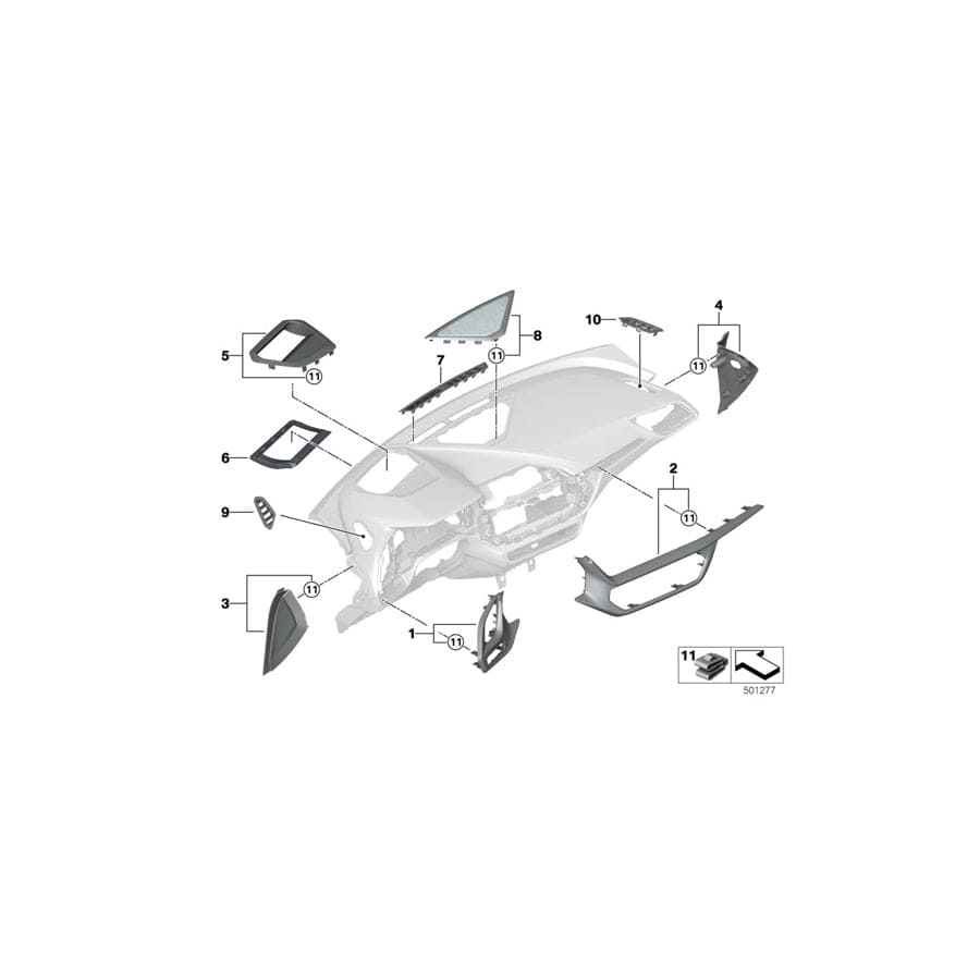 Genuine BMW 51456823252 F40 F44 Trim Piece For Head-Up Display (Inc. M135iX, 118d & 120dX)