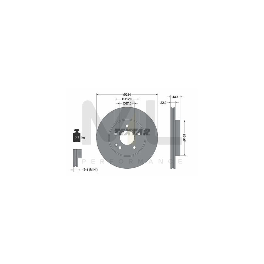 TEXTAR PRO 92059403 Brake Disc suitable for MERCEDES-BENZ C-Class Internally Vented, Coated, without wheel hub, without wheel studs - 1 piece