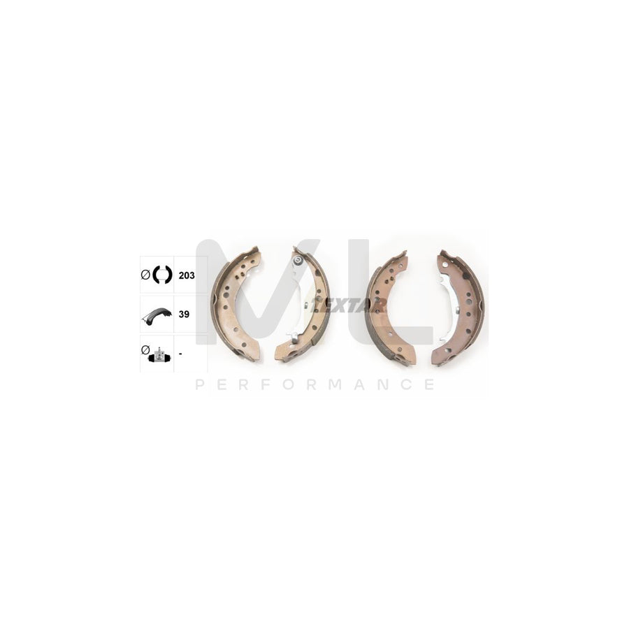 TEXTAR 91068800 Brake Shoe Set with handbrake lever