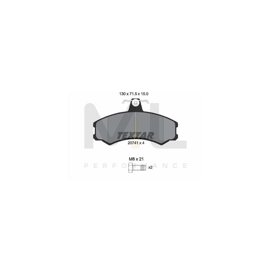 TEXTAR 2074105 Brake pad set not prepared for wear indicator, with brake caliper screws