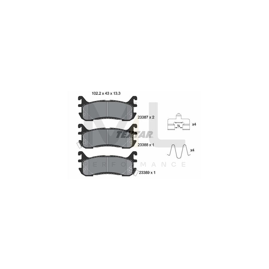 TEXTAR 2338704 Brake pad set with acoustic wear warning, with accessories