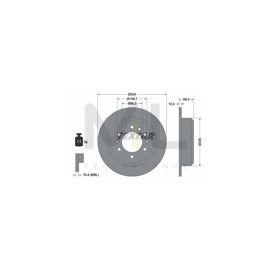TEXTAR 92161800 Brake Disc for KIA SEDONA Solid, without wheel hub, without wheel studs - 1 piece
