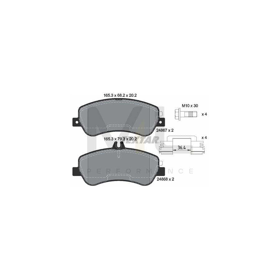 TEXTAR 2486701 Brake pad set suitable for MERCEDES-BENZ GLK (X204) prepared for wear indicator, with brake caliper screws