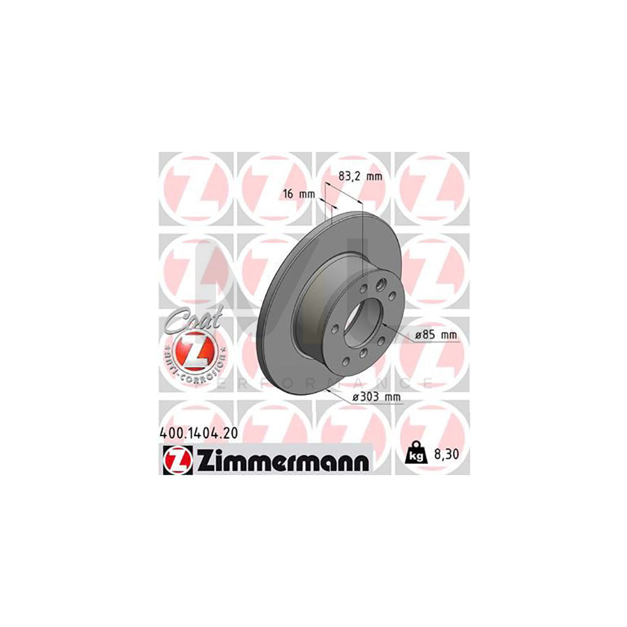 ZIMMERMANN COAT Z 400.1404.20 Brake Disc Solid, Coated - 1 piece