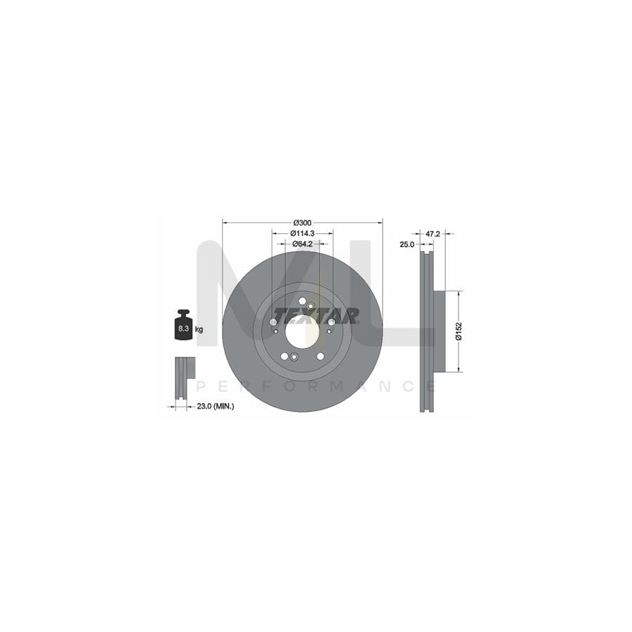 TEXTAR 92140900 Brake Disc for HONDA ACCORD Internally Vented, without wheel hub, without wheel studs - 1 piece