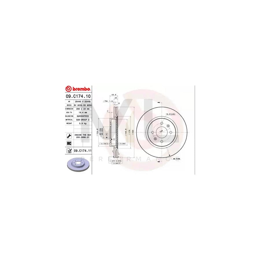 brembo-09-c174-10-brake-disc-internally-vented-high-carbon-with-bolts-screws