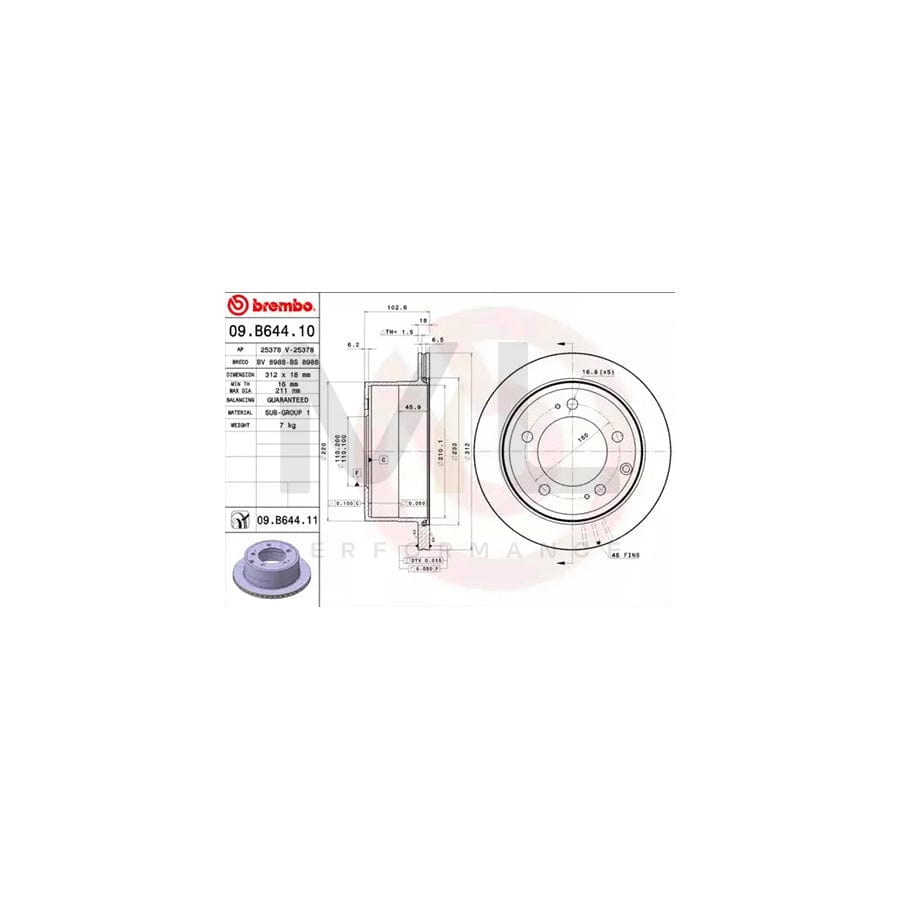 brembo-coated-disc-line-09-b644-11-brake-disc-for-toyota-land-cruiser-prado-70-off-road-j70-internally-vented-coated
