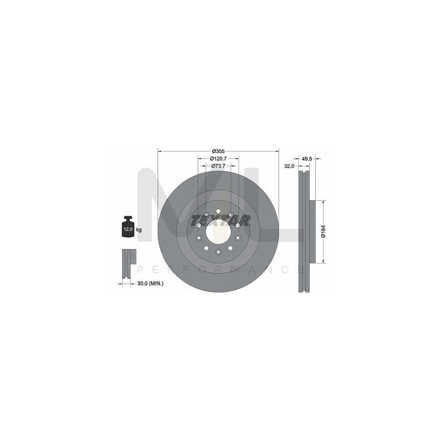TEXTAR PRO 92234603 Brake Disc Internally Vented, Coated, without wheel hub, without wheel studs - 1 piece