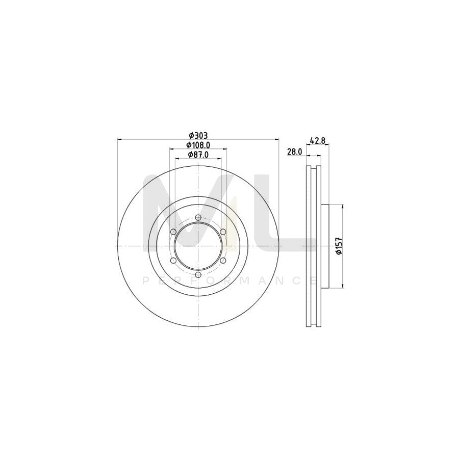 HELLA PRO 8DD 355 115-721 Brake Disc for HYUNDAI TERRACAN Internally Vented, Coated, without wheel hub, without wheel studs | ML Performance Car Parts