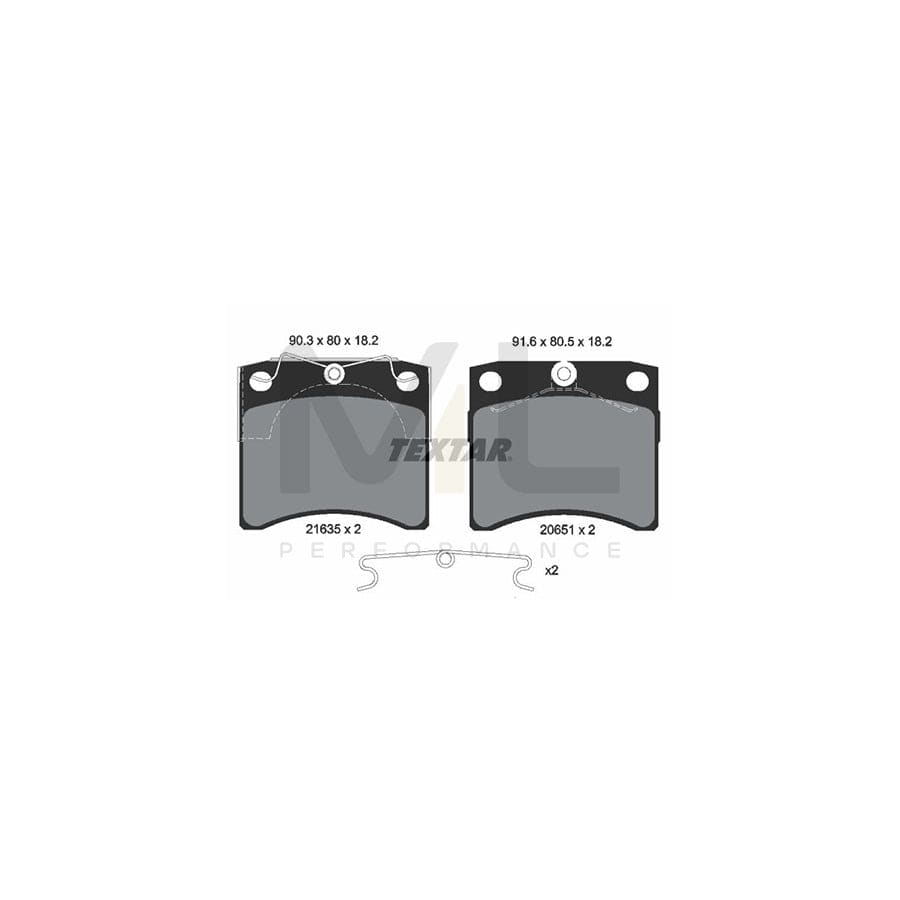 TEXTAR 2163501 Brake pad set not prepared for wear indicator, with accessories
