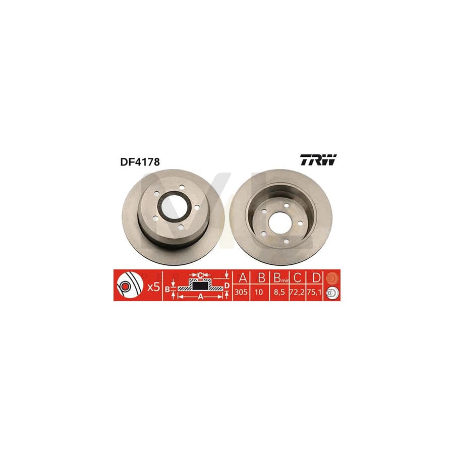TRW DF4178 Brake Disc Solid, Painted - 1 piece