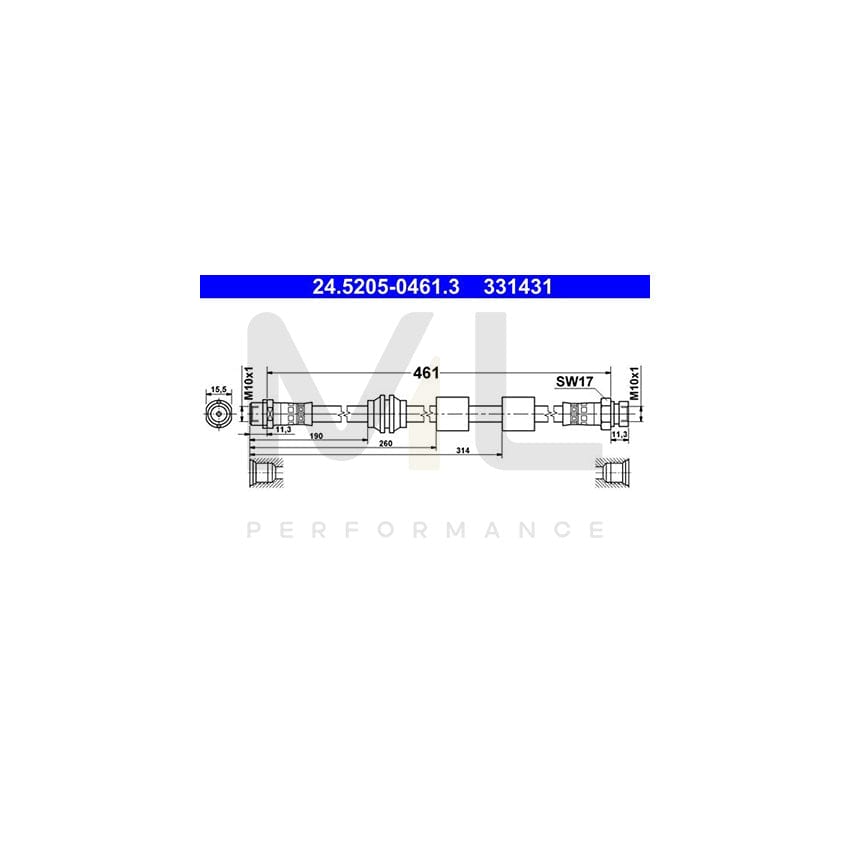 ATE 24.5205-0461.3 Brake Hose 461mm