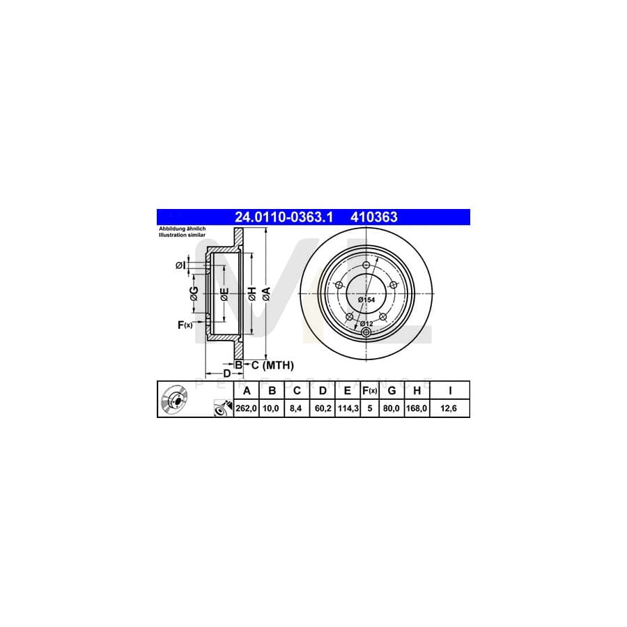 ATE 24.0110-0363.1 Brake Disc Solid, Coated - 1 piece