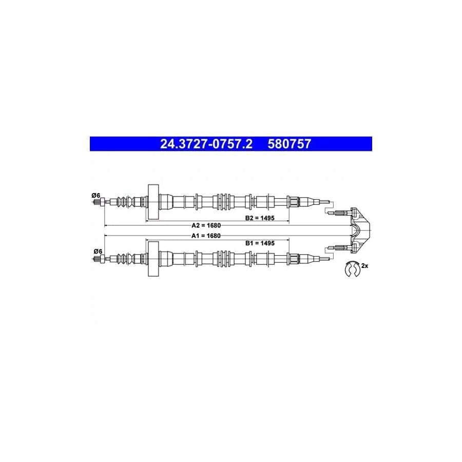 ATE 24.3727-0757.2 Hand Brake Cable