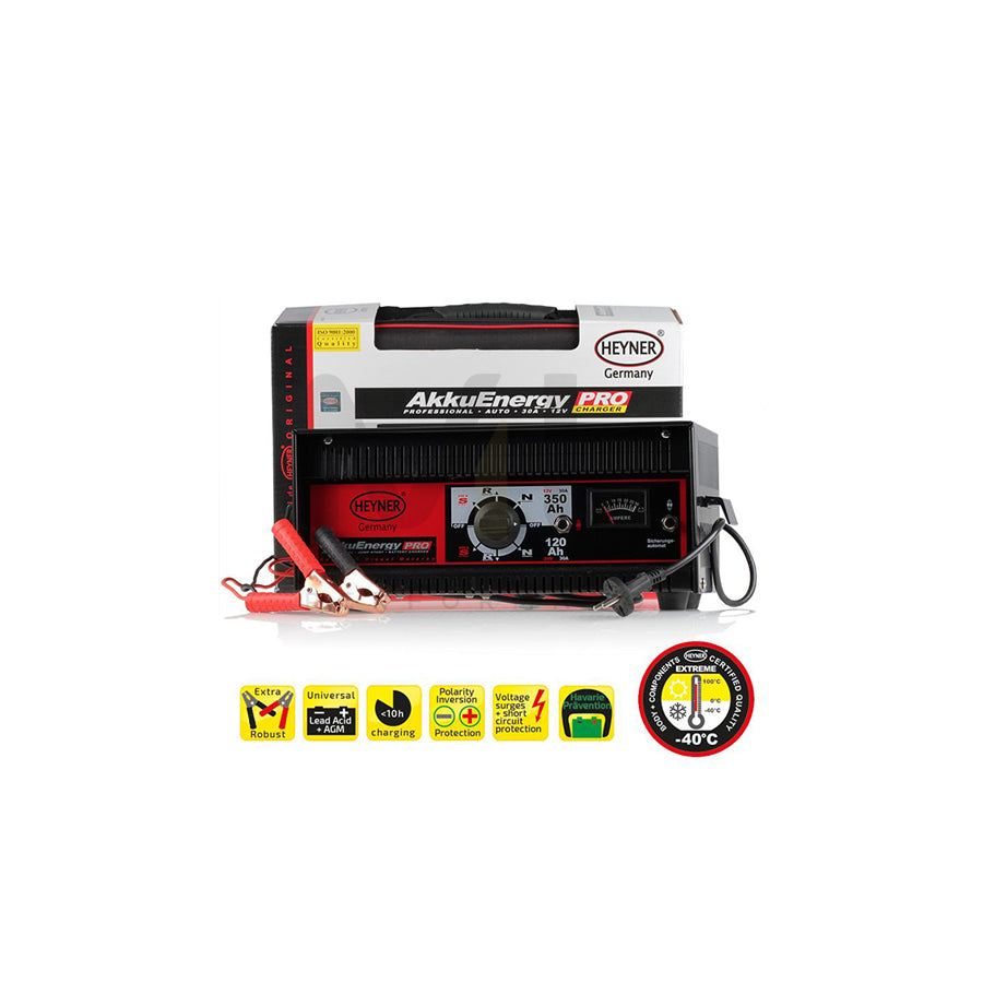 HEYNER AkkuEnergy Pro 933080 Battery Charger with jump starter, 30A, 12, 24V, 30-350Ah