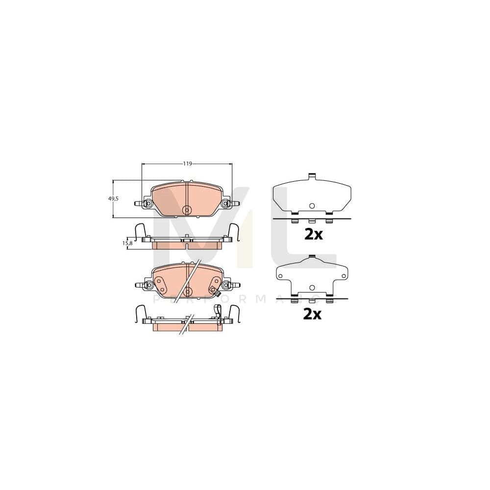 TRW Gdb2217 Brake Pad Set For Honda Cr-V V (Rw, Rt) With Acoustic Wear Warning, With Accessories