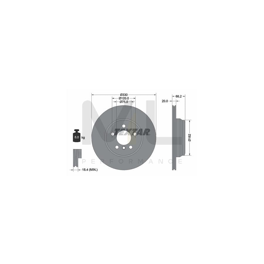 TEXTAR PRO 92241903 Brake Disc Internally Vented, Coated, without wheel hub, without wheel studs - 1 piece