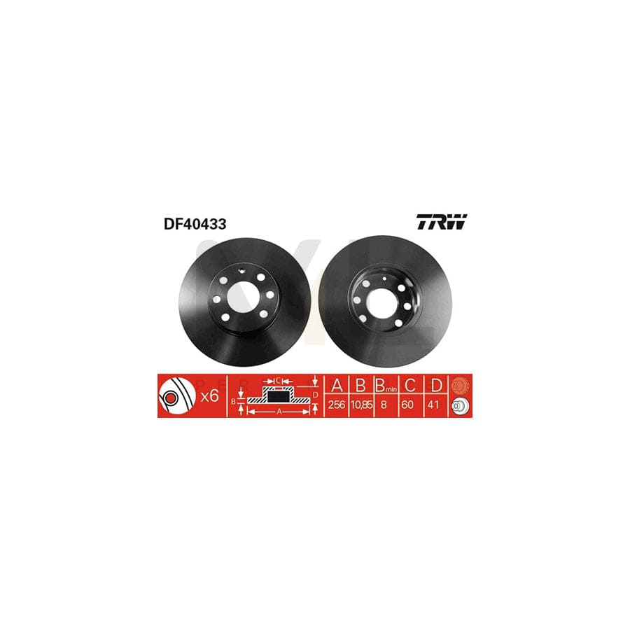 TRW DF4043 Brake Disc for OPEL ASTRA Solid, Painted - 1 piece