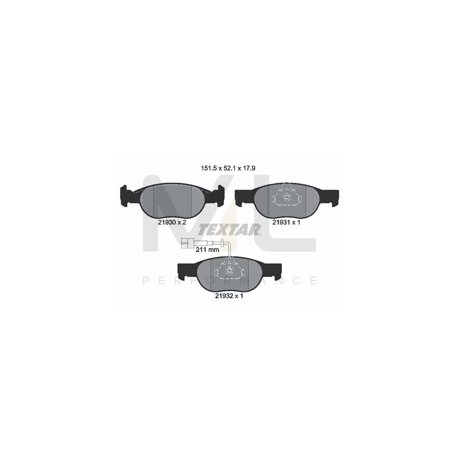 TEXTAR 2193002 Brake pad set with integrated wear warning contact