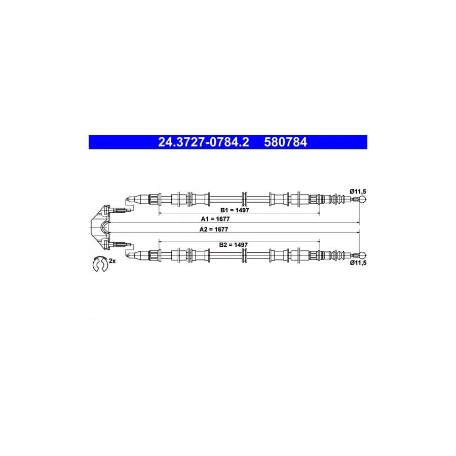 ATE 24.3727-0784.2 Hand Brake Cable