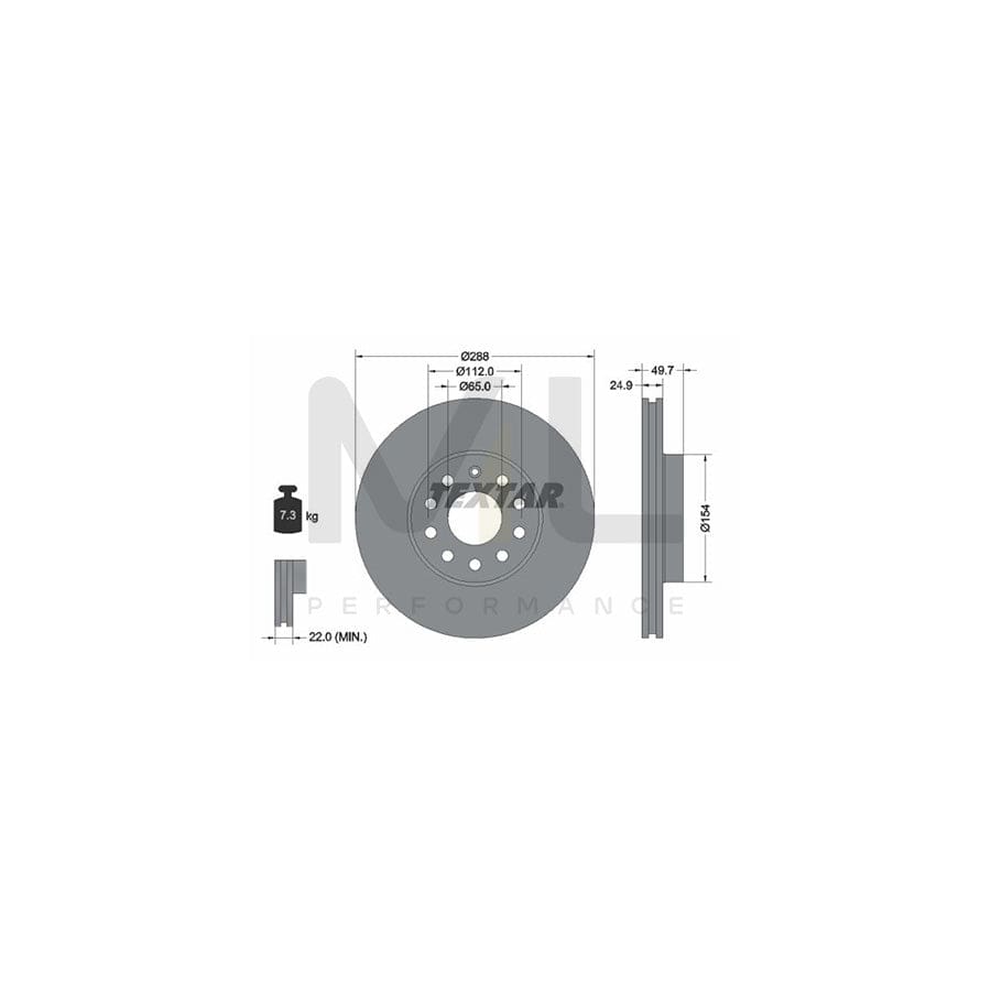 TEXTAR 92120800 Brake Disc Internally Vented, without wheel hub, without wheel studs - 1 piece