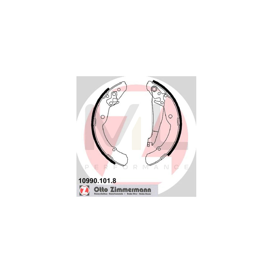 ZIMMERMANN 10990.101.8 Brake Shoe Set Photo corresponds to scope of supply, with lever