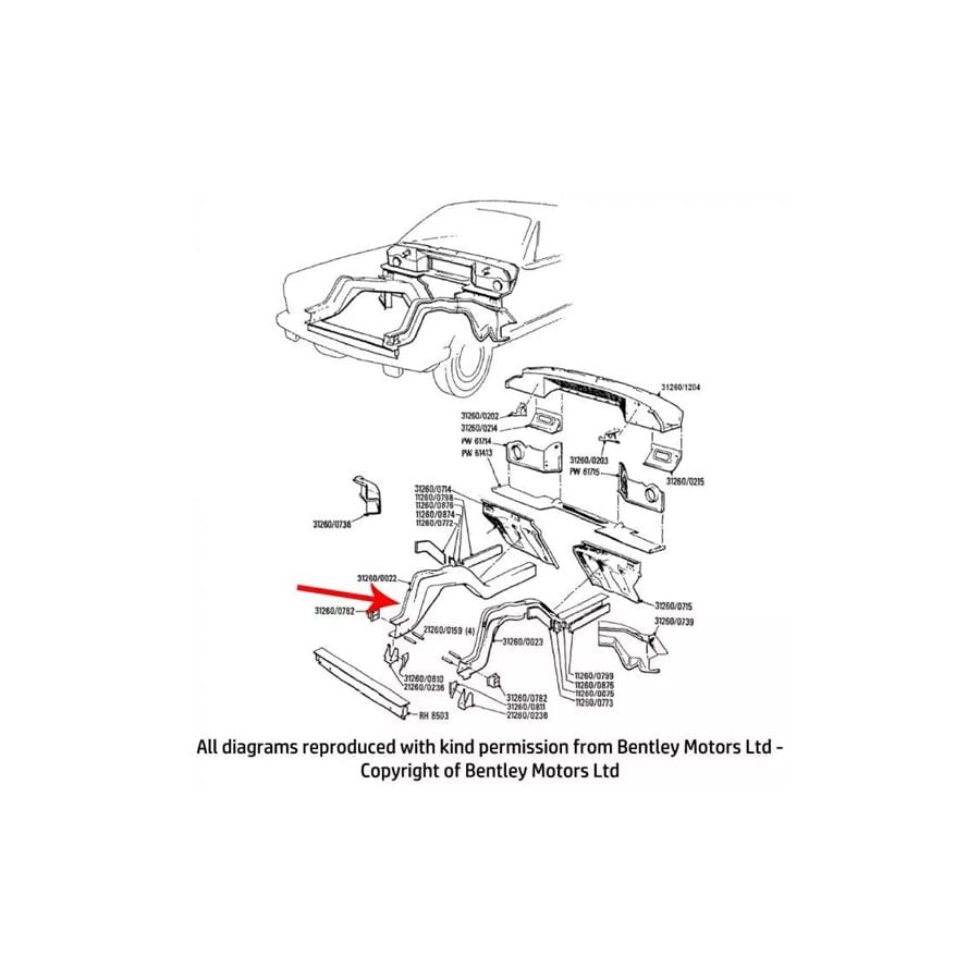 GENUINE Rolls-Royce 312600022 RIGHT HAND FRONT LONGERON