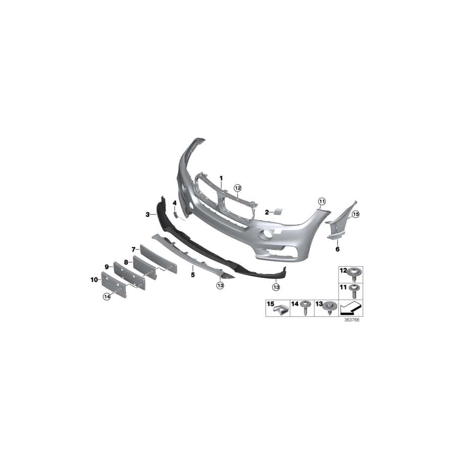 Genuine BMW 51117378615 F15 Trim Cover, Bumper, Primed, Front PMA (Inc. X5)