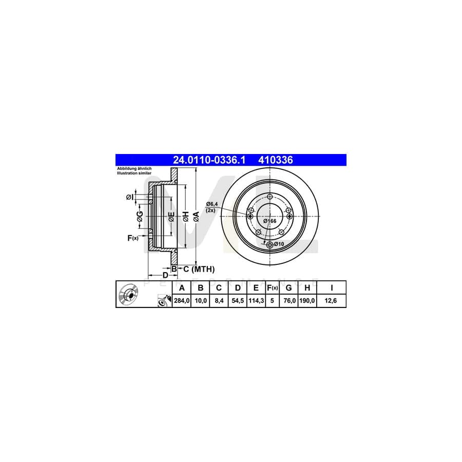 ATE 24.0110-0336.1 Brake Disc Solid, Coated - 1 piece