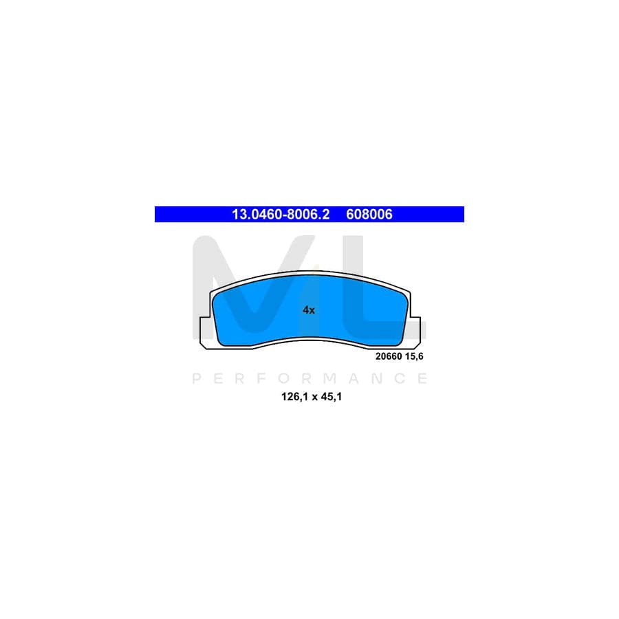 ATE 13.0460-8006.2 Brake pad set for LADA NIVA excl. wear warning contact, not prepared for wear indicator