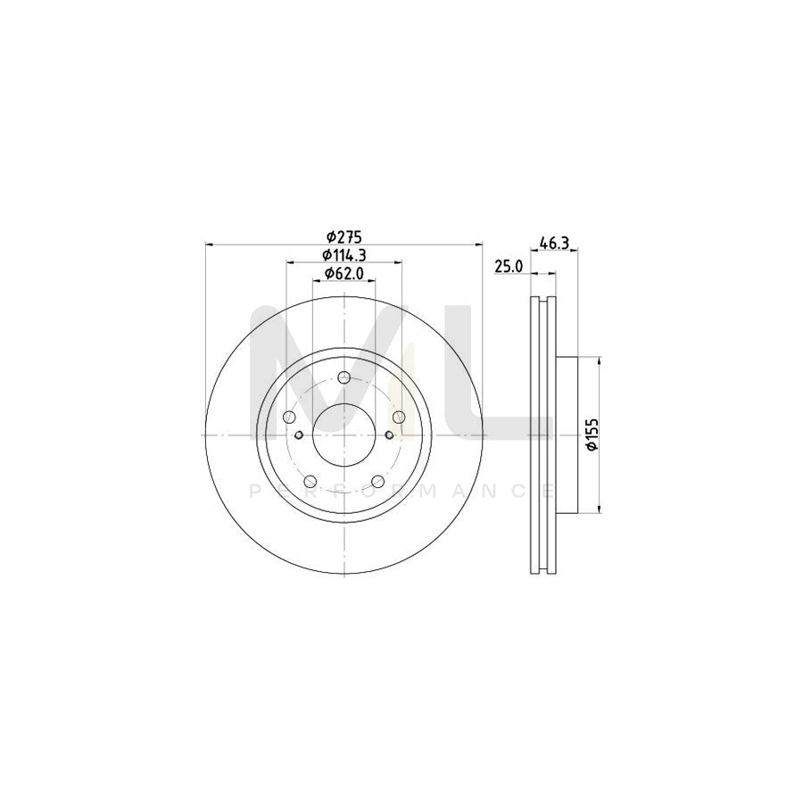 HELLA PRO 8DD 355 117-361 Brake Disc Internally Vented, Coated, without wheel hub, without wheel studs | ML Performance Car Parts