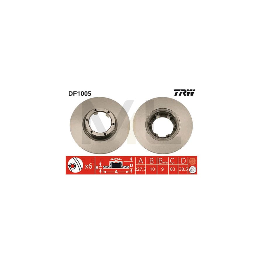TRW DF1005 Brake Disc Solid, Painted - 1 piece