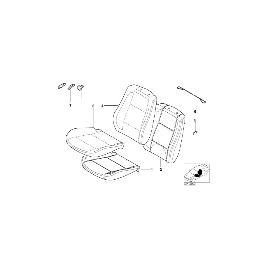 Genuine BMW 52108267668 E46 Backrest Cover HELLBEIGE (Inc. 320Ci, 318Ci & 330Ci)