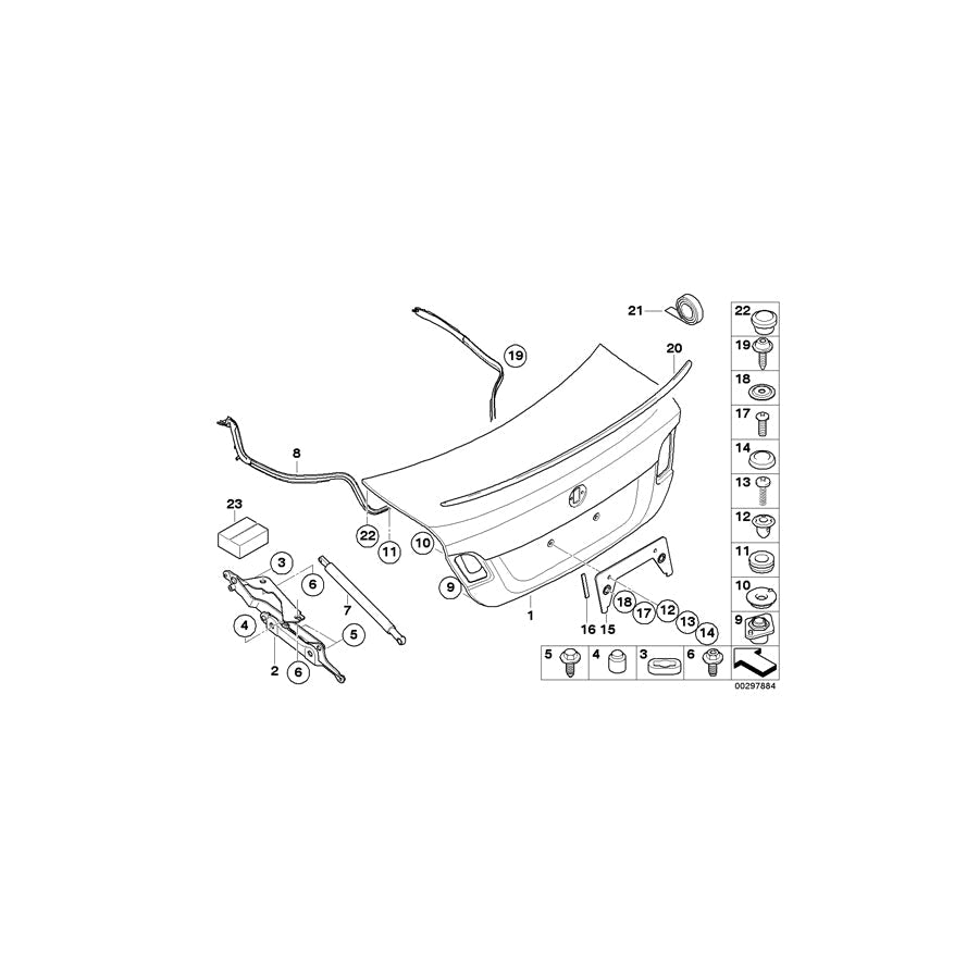 Genuine BMW 41617168515 E92 Trunk Lid W/ Hole For Lock Assembly (Inc. 335xi, 325i & M3)